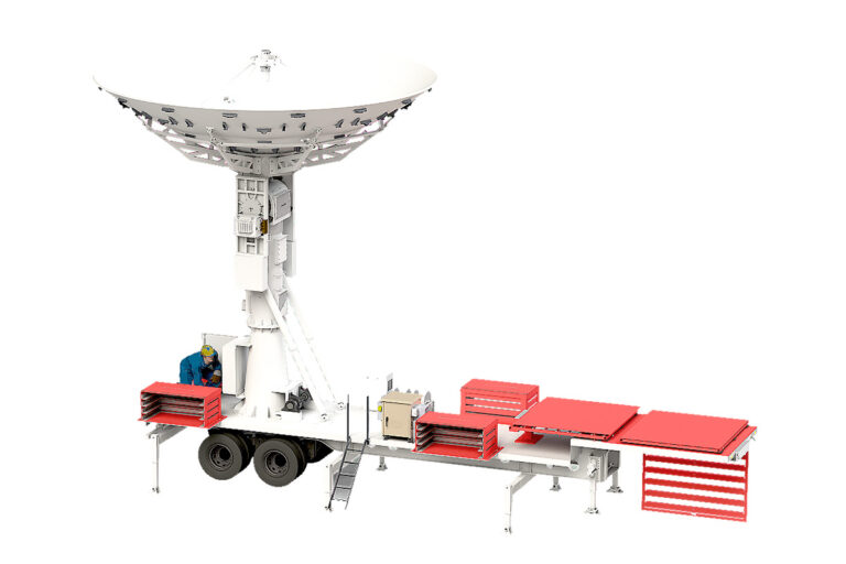 PD900 24-Foot (7.3-Meter) Mobile HyperTrack Antenna, deployed