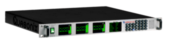 Angled view of the Rackmount RDMS Receiver, showing the front panel and chassis depth