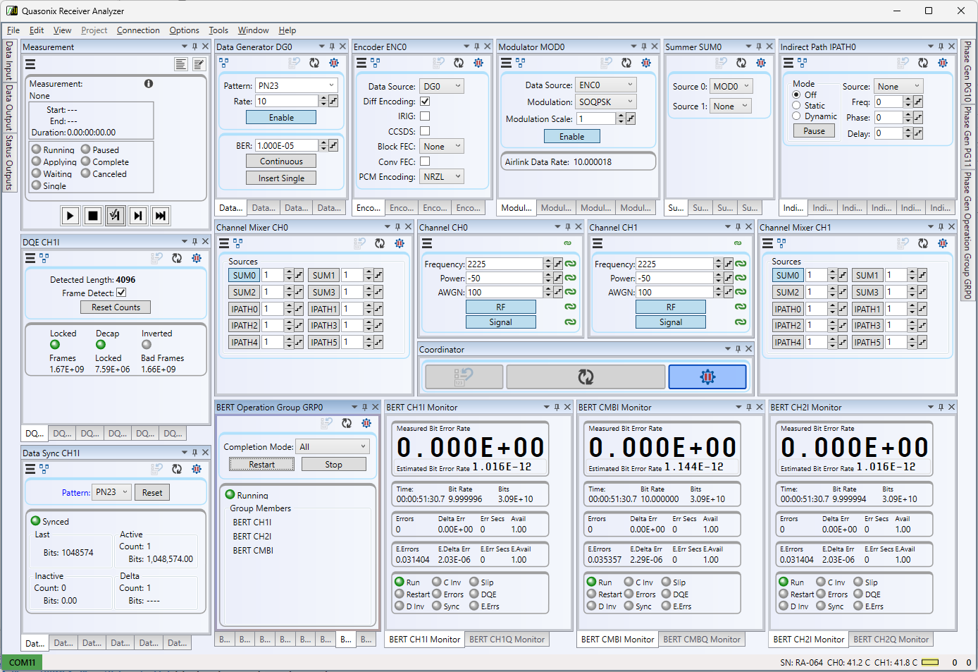 Receiver Analyzer browser interface. Example of complete functionality, with all the bells and whistles.